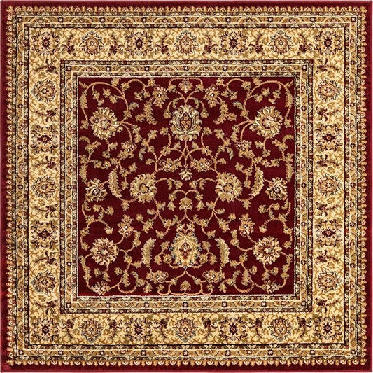 Unique Loom Voyage Collection Traditional Oriental Classic Intricate Design Area Rug (5' 0 x 5' 0 Square, Red/Gold)