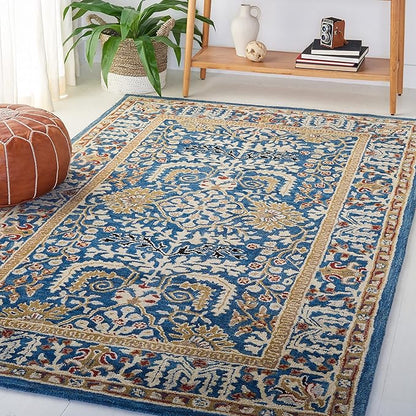 SAFAVIEH Antiquity Collection Area Rug - 10' x 14', Dark Blue & Multi, Handmade Traditional Oriental Wool, Ideal for High Traffic Areas in Living Room, Bedroom (AT64B)