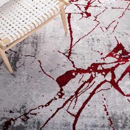 SAFAVIEH Area Rug 8x10 - Amelia Collection - Large - Grey & Red, Modern Design, Non-Shedding & Easy Cleaning, Ideal for Living Room, Bedroom, Office, Dining Space (ALA293L)