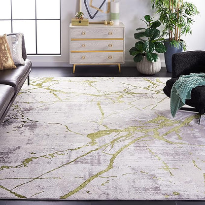 SAFAVIEH Area Rug 8x10 - Amelia Collection - Large - Grey & Green, Modern Design, Non-Shedding & Easy Cleaning, Ideal for Living Room, Bedroom, Office, Dining Space (ALA293J)