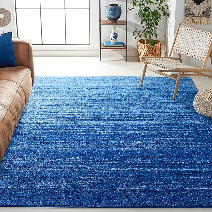 SAFAVIEH Adirondack Collection Area Rug - 9' Square, Light Blue & Dark Blue, Modern Ombre Design, Non Shedding & Easy to Clean, Ideal for Living Room, Bedroom, Office, Dining Space (ADR113F)