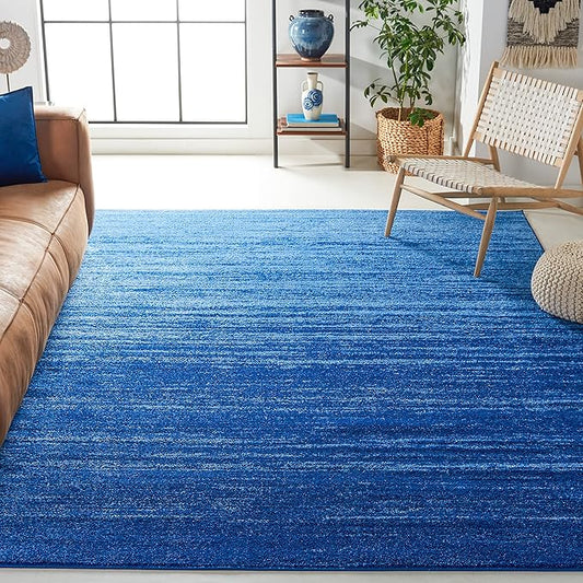 SAFAVIEH Adirondack Collection Area Rug - 8' Square, Light Blue & Dark Blue, Modern Ombre Design, Non Shedding & Easy to Clean, Ideal for Living Room, Bedroom, Office, Dining Space (ADR113F)