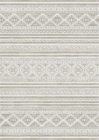 RUGSURE Washable Area Rugs 5' x 7' - 1/6 Thick - Moroccan-Inspired -Stain & Water Resistant Non-Slip - Resistant Rug for Living Room, Bedroom, Nursery, Pet & Child Friendly (Grey)