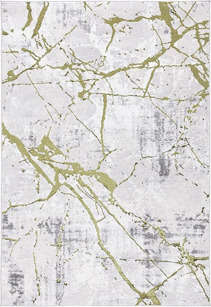 SAFAVIEH Amelia Collection Accent Rug - 4'5" x 6'5", Grey & Green, Modern Abstract Design, Non-Shedding & Easy Care, Ideal for High Traffic Areas in Entryway, Living Room, Bedroom (ALA293J)