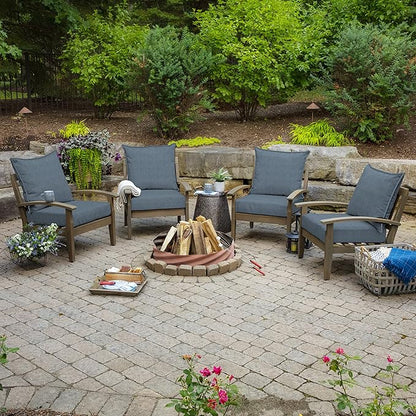 Arden Performance Outdoor Deep Seat Set, 24 x 24, Water Repellent, Fade Resistant, Deep Seat Bottom and Back Cushion Denim Alair