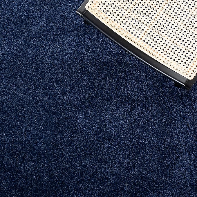 SAFAVIEH Milan Shag Collection Area Rug - 11' Square, Navy, Solid Design, Non-Shedding & Easy Care, 2-inch Thick Ideal for High Traffic Areas in Living Room, Bedroom (SG180-7070)