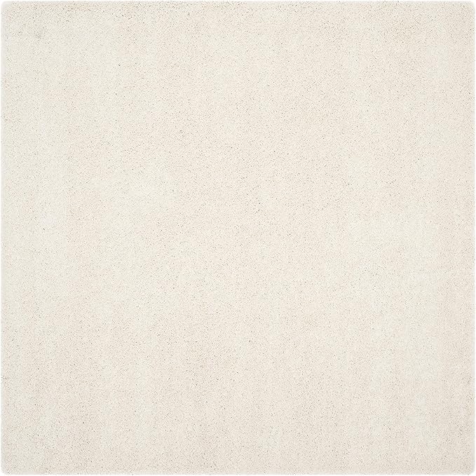 SAFAVIEH Milan Shag Collection Area Rug - 9' Square, Ivory, Solid Design, Non-Shedding & Easy Care, 2-inch Thick Ideal for High Traffic Areas in Living Room, Bedroom (SG180-1212)