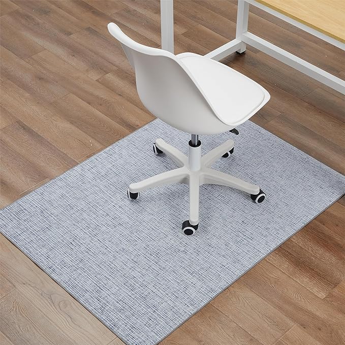 Chair Mat for Hardwood & Tile Floor, 47" x 60" Heavy Duty Office Chair Mat for Rolling Chairs, Anti Slip, Non-Curve, Floor Protector for Home Office, Blue White