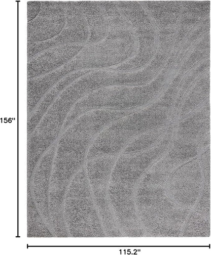 SAFAVIEH Florida Shag Collection Area Rug - 9'6" x 13', Grey & Grey, Non-Shedding & Easy Care, 1.2-inch Thick Ideal for High Traffic Areas in Living Room, Bedroom (SG471-8080)