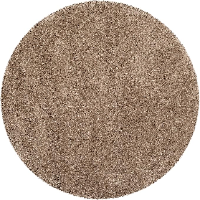 SAFAVIEH Milan Shag Collection 7' Round Dark Beige SG180 Solid Non-Shedding Living Room Bedroom Dining Room Entryway Plush 2-inch Thick Area Rug