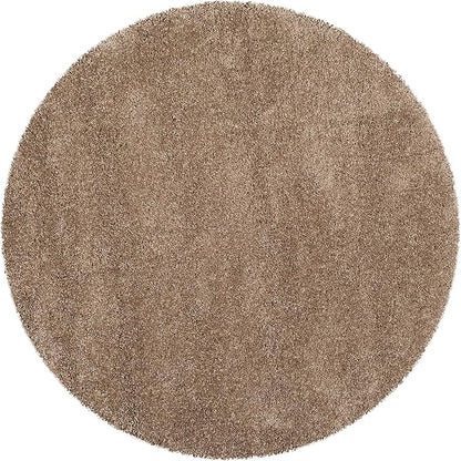 SAFAVIEH Milan Shag Collection 3' Round Dark Beige SG180 Solid Non-Shedding Living Room Bedroom Dining Room Entryway Plush 2-inch Thick Area Rug
