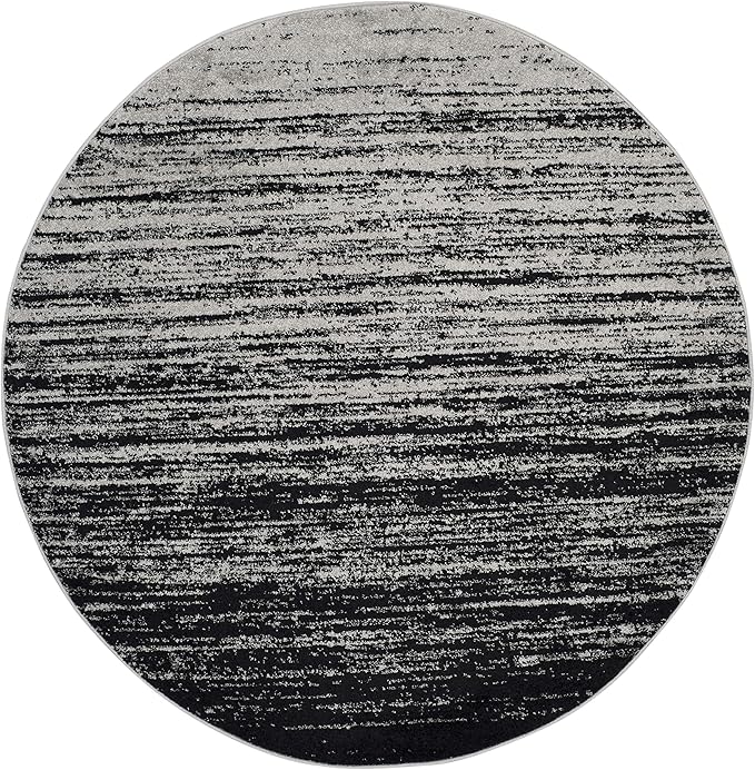 SAFAVIEH Adirondack Collection Area Rug - 10' Round, Silver & Black, Modern Ombre Design, Non Shedding & Easy to Clean, Ideal for Living Room, Bedroom, Office, Dining Space (ADR113A)