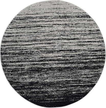 SAFAVIEH Adirondack Collection Area Rug - 6' Round, Silver & Black, Modern Ombre Design, Non Shedding & Easy to Clean, Ideal for Living Room, Bedroom, Office, Dining Space (ADR113A)