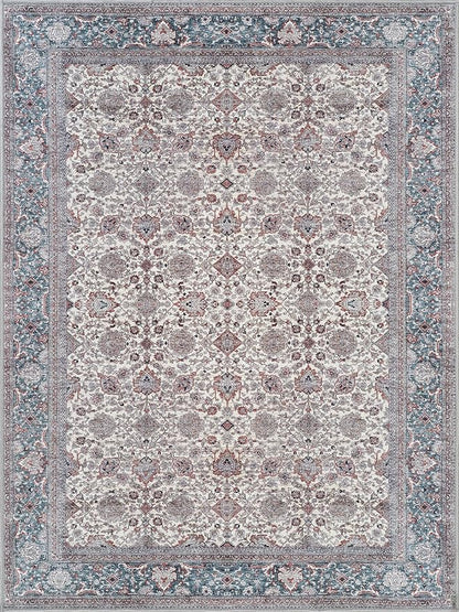 Bloom Rugs Washable Non-Slip 3' x 5' Rug - Teal/Blue/Beige Traditional Oriental Area Rug for Living Room, Bedroom, Dining Room, and Kitchen - Exact Size: 3' x 5'