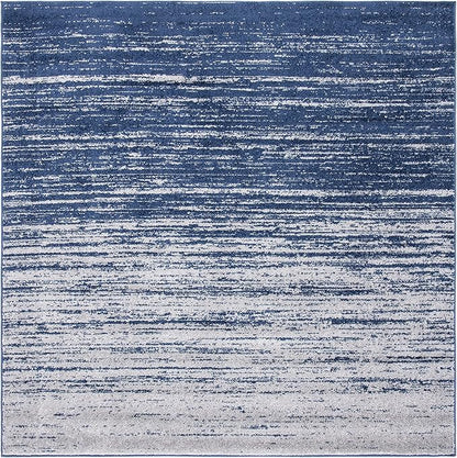 Safavieh Adirondack Collection Area Rug - 11' Square, Navy & Grey, Modern Ombre Design, Non Shedding & Easy to Clean, Ideal for Living Room, Bedroom, Office, Dining Space (ADR113E)