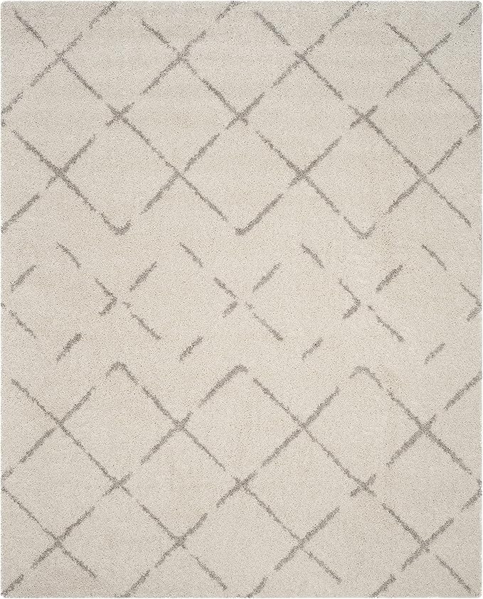 SAFAVIEH Area Rug 9x12 - Arizona Shag Collection - Large - Ivory & Beige, Moroccan Boho Design, Non-Shedding & Easy to Clean, Ideal for Living Room, Bedroom, Dining Space (ASG743A)