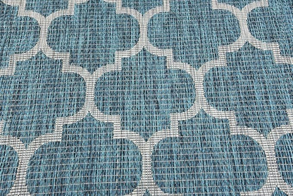 Unique Loom Outdoor Trellis Collection Area Rug (4' 1" x 6' 1" Rectangle, Teal/ Gray)