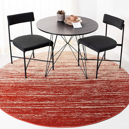 SAFAVIEH Adirondack Collection Area Rug - 4' Round, Orange & Grey, Modern Ombre Design, Non Shedding & Easy to Clean, Ideal for Living Room, Bedroom, Office, Dining Space (ADR113P)