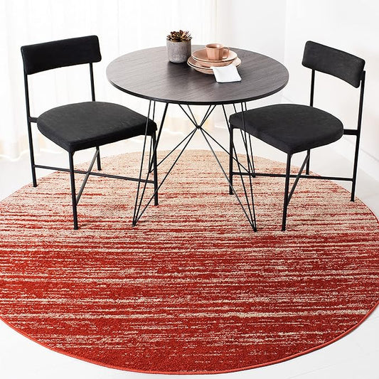 SAFAVIEH Adirondack Collection Area Rug - 4' Round, Orange & Grey, Modern Ombre Design, Non Shedding & Easy to Clean, Ideal for Living Room, Bedroom, Office, Dining Space (ADR113P)