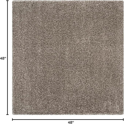 SAFAVIEH Milan Shag Collection Area Rug - 4' Square, Grey, Solid Design, Non-Shedding & Easy Care, 2-inch Thick Ideal for High Traffic Areas in Living Room, Bedroom (SG180-8080)