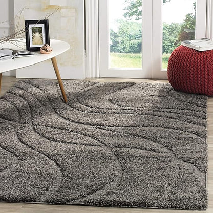 SAFAVIEH Florida Shag Collection Accent Rug - 3'3" x 5'3", Grey & Grey, Non-Shedding & Easy Care, 1.2-inch Thick Ideal for High Traffic Areas in Entryway, Living Room, Bedroom (SG471-8080)