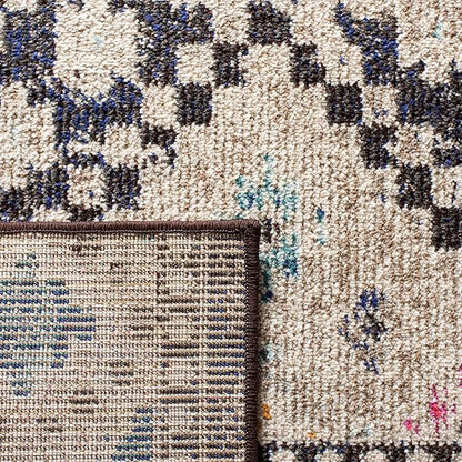 SAFAVIEH Madison Collection X-Large Area Rug - 12' x 15', Black & Yellow, Boho Diamond Distressed Design, Non-Shedding & Easy Care, Ideal for High Traffic Areas in Living Room, Bedroom (MAD418Z)