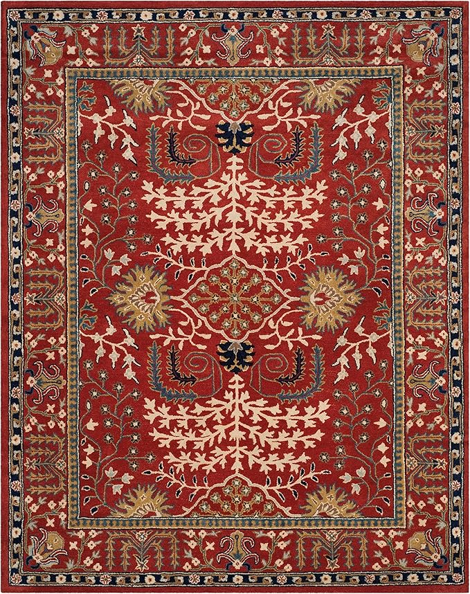 SAFAVIEH Antiquity Collection X-Large Area Rug - 11' x 15', Red & Multi, Handmade Traditional Oriental Wool, Ideal for High Traffic Areas in Living Room, Bedroom (AT64A)