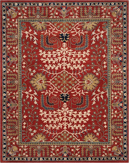 SAFAVIEH Antiquity Collection X-Large Area Rug - 11' x 15', Red & Multi, Handmade Traditional Oriental Wool, Ideal for High Traffic Areas in Living Room, Bedroom (AT64A)