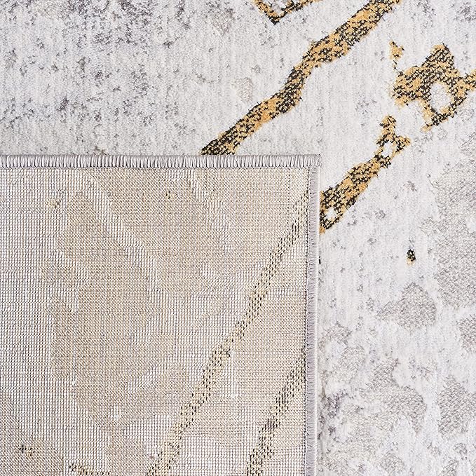 SAFAVIEH Amelia Collection Runner Rug - 2' x 6', Grey & Gold, Modern Abstract Design, Non-Shedding & Easy Care, Ideal for High Traffic Areas in Living Room, Bedroom (ALA293G)