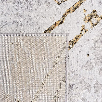SAFAVIEH Area Rug 8x10 - Amelia Collection - Large - Grey & Gold, Modern Design, Non-Shedding & Easy Cleaning, Ideal for Living Room, Bedroom, Office, Dining Space (ALA293G)