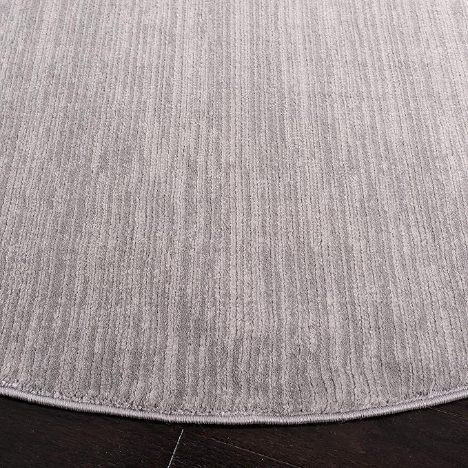 SAFAVIEH Vision Collection Area Rug - 6'7" Round, Silver, Modern Ombre Design, Non-Shedding & Easy to Clean, Ideal for Living Room, Bedroom, Dining Space (VSN606G)