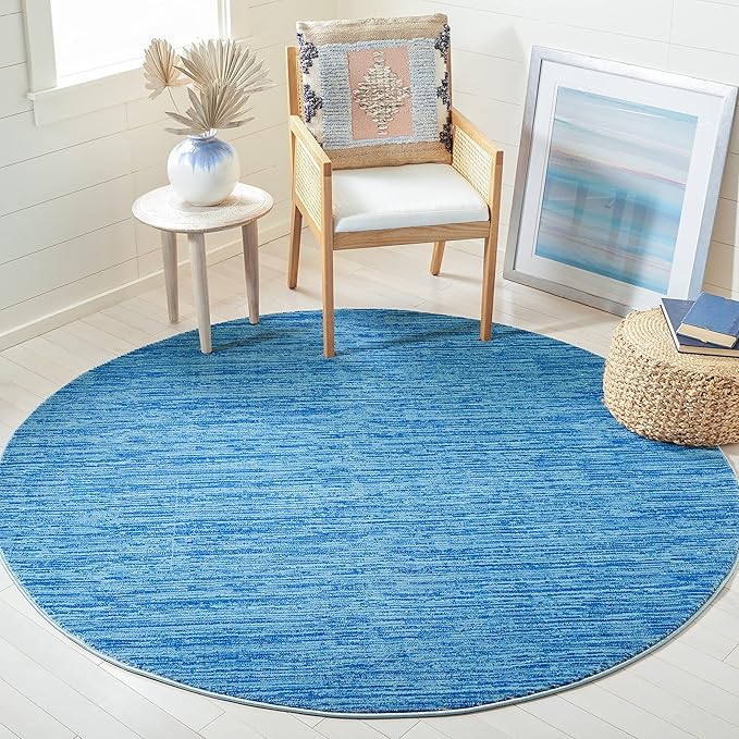 SAFAVIEH Vision Collection Area Rug - 5' Round, Blue, Modern Ombre Design, Non-Shedding & Easy to Clean, Ideal for Living Room, Bedroom, Dining Space (VSN606M)