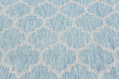 Unique Loom Outdoor Trellis Collection Area Rug (6' 1" x 9' Rectangle, Aquamarine/ Gray)