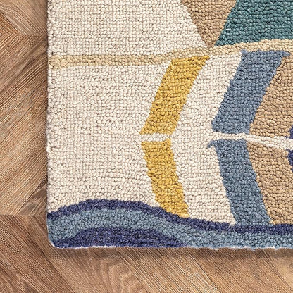 Nuloom Ofelia Handmade, Multicolor/Black, 2'6" x 6', Geometric, Wool, Soft and Cozy, High Traffic, Stain Resistant, Easy Clean, Durable Runner for Bedroom, Living Room, Dining, Den, Foyer