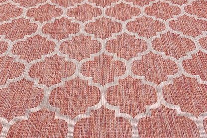 Unique Loom Outdoor Trellis Collection Area Rug (6' 1" x 9' Rectangle, Rust Red/ Ivory)