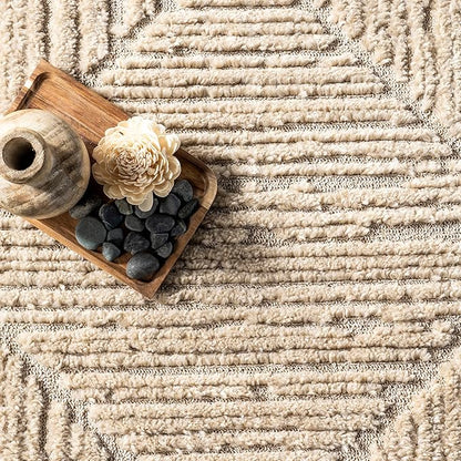 nuLOOM Kerry Beige, 9' x 12', Geometric, Soft and Cozy, High Traffic, Stain Resistant, Easy Clean, Durable Area Rug for Bedroom, Living Room, Dining Space, Den, Foyer, Entryway
