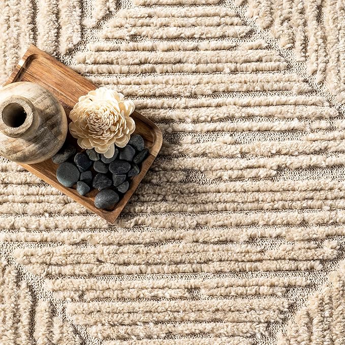 nuLOOM Kerry Beige, 7'10" x 10', Geometric, Soft and Cozy, High Traffic, Stain Resistant, Easy Clean, Durable Area Rug for Bedroom, Living Room, Dining Space, Den, Foyer, Entryway