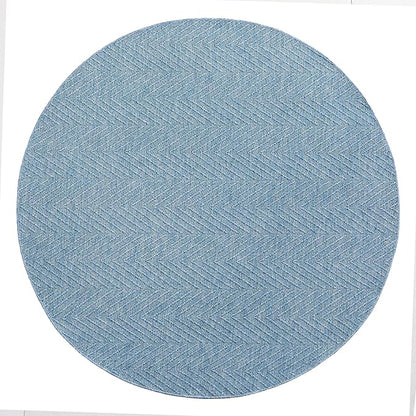 TOWN & COUNTRY BASICS Pax Herringbone Textured Solid Everwash® Washable Area Rug, Low Pile, Non-Slip Backing, Easy Clean Pet & Family Friendly Rug, Blue, 8' Round