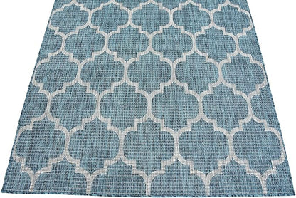 Unique Loom Outdoor Trellis Collection Area Rug (5' 3" x 8' Rectangle, Teal/ Gray)