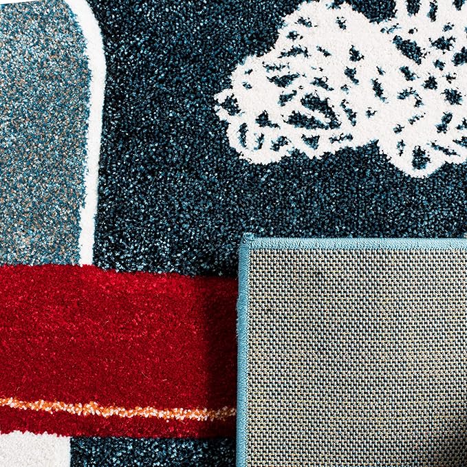 SAFAVIEH Carousel Kids Collection Area Rug - 6'7" x 9', Navy & Ivory, Non-Shedding & Easy Care, Ideal for High Traffic Areas for Boys & Girls in Playroom, Nursery, Bedroom (CRK167N)