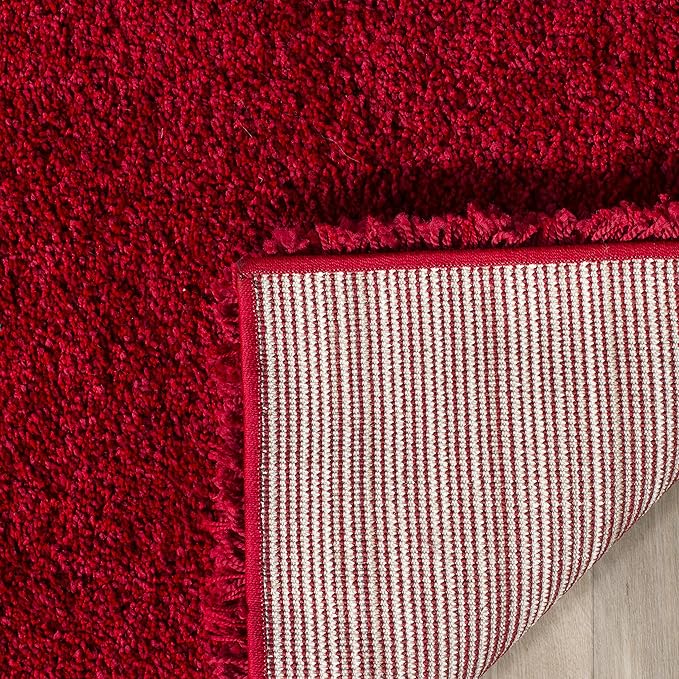 SAFAVIEH Milan Shag Collection Runner Rug - 2' x 14', Red, Solid Design, Non-Shedding & Easy Care, 2-inch Thick Ideal for High Traffic Areas in Living Room, Bedroom (SG180-4040)