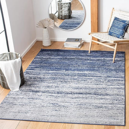 SAFAVIEH Adirondack Collection Area Rug - 4' Square, Navy & Grey, Modern Ombre Design, Non Shedding & Easy to Clean, Ideal for Living Room, Bedroom, Office, Dining Space (ADR113E)