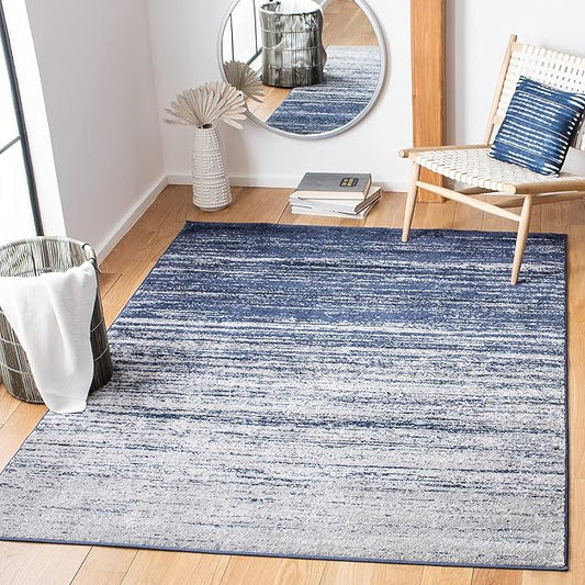 SAFAVIEH Adirondack Collection Accent Rug - 4'5" x 6'5", Navy & Grey, Modern Ombre Design, Non Shedding & Easy to Clean, Ideal for Living Room, Bedroom, Office, Dining Space (ADR113E)