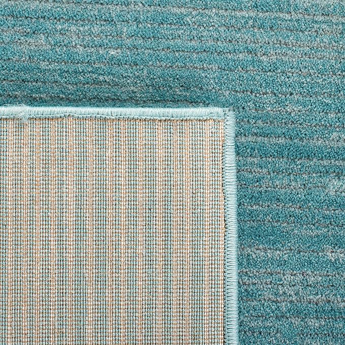 SAFAVIEH Vision Collection Area Rug - 8' Square, Aqua, Modern Ombre Design, Non-Shedding & Easy to Clean, Ideal for Living Room, Bedroom, Dining Space (VSN606B)