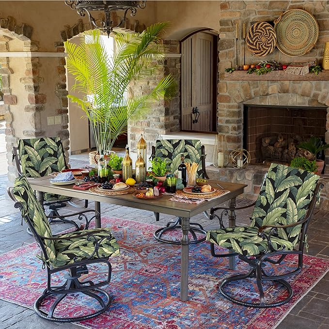 Arden Outdoor Dining Chair Cushion, 2 Pack, 20 x 20, Rain-Proof, Fade Resistant, Onyx Cebu