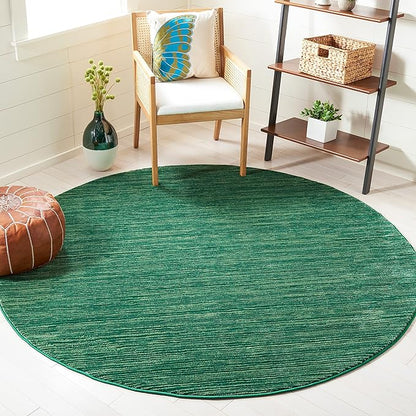 SAFAVIEH Vision Collection Area Rug - 4' Round, Dark Green, Modern Ombre Design, Non-Shedding & Easy to Clean, Ideal for Living Room, Bedroom, Dining Space (VSN606Y)