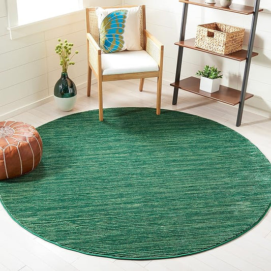 SAFAVIEH Vision Collection Area Rug - 6'7" Round, Dark Green, Modern Ombre Design, Non-Shedding & Easy to Clean, Ideal for Living Room, Bedroom, Dining Space (VSN606Y)