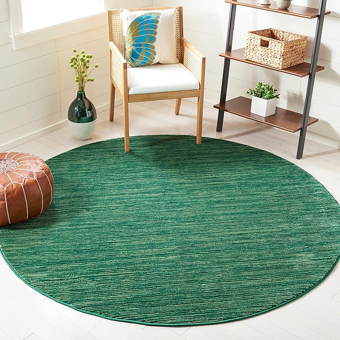 SAFAVIEH Vision Collection Area Rug - 8' Round, Dark Green, Modern Ombre Design, Non-Shedding & Easy to Clean, Ideal for Living Room, Bedroom, Dining Space (VSN606Y)