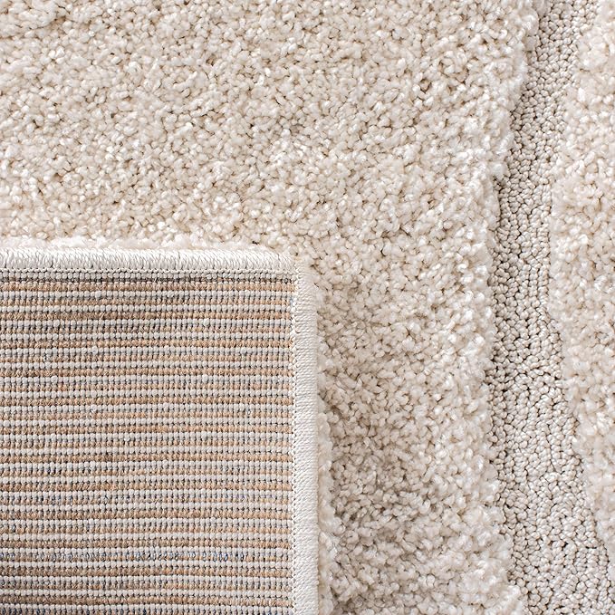 SAFAVIEH Florida Shag Collection Runner Rug - 2'3" x 17', Creme & Creme, Striped Design, Plush 1.2-inch Thick, Ideal for High Traffic Areas in Living Room, Bedroom, Dining (SG471-1111-217)