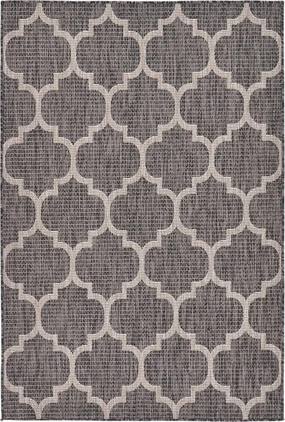 Unique Loom Outdoor Trellis Collection Area Rug (4' 1" x 6' 1" Rectangle, Black/ Ivory)